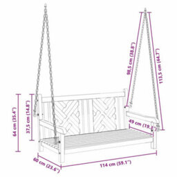 Walplus Swing Bench Other Brown 114 X 60 X 64 Cm Solid Teak Wood - thumbnail 9