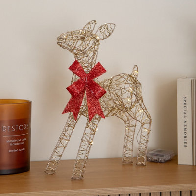 Samuel Alexander 38Cm Gold Twist Light Up Baby Reindeer Christmas Decoration With Leds - image 1