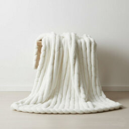 Luxury Big Cord Blanket Thick Ribbed Throw Ultimate Comfort Warmth White 150X200Cm