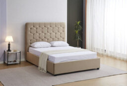 Seconique Madison 5' King Size Bed Fawn Velvet Fabric - thumbnail 1