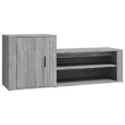 Berkfield Shoe Cabinet Grey Sonoma 130X35X54 Cm Engineered Wood - thumbnail 2