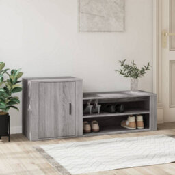 Berkfield Shoe Cabinet Grey Sonoma 130X35X54 Cm Engineered Wood - thumbnail 1