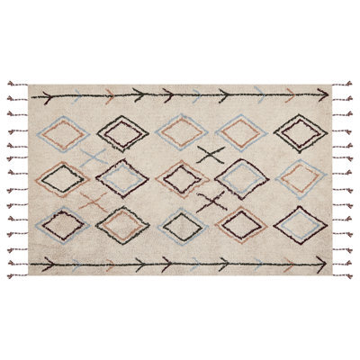 Beliani Rug Corum Beige 140 X 200 Cm Cotton - image 1