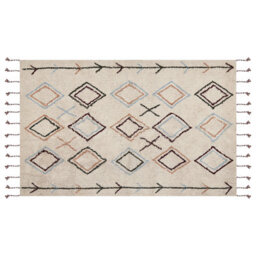 Beliani Rug Corum Beige 140 X 200 Cm Cotton - thumbnail 1