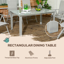 Outsunny 7 Piece Garden Dining Set, Outdoor Table And 6 Chair, Aluminium, Grey - thumbnail 8