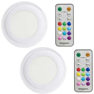 Vivo Technologies 14Cm Led Colour Changing Push Light Remote Control Night Lamp Wall Caravan - 2 Pack