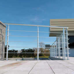 AVER-GROWTH Silver Stainless Steel Handrail Kit With 5 Horizontal Bars,dimensions:240Cm Wide X106Cm High - thumbnail 3
