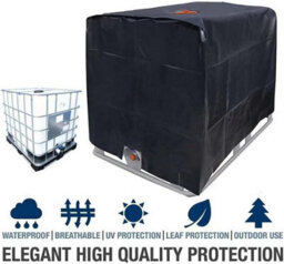 210D Oxford Fabric Tarpaulin, Suitable For 1000 Litre Containers, Waterproof Protective Cover, 120 X 100 116 Cm (Black). - thumbnail 3