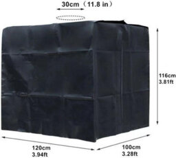 210D Oxford Fabric Tarpaulin, Suitable For 1000 Litre Containers, Waterproof Protective Cover, 120 X 100 116 Cm (Black). - thumbnail 2