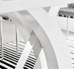 Furniturebox Atlanta White High Gloss And Chrome 6 Seater Dining Table With Statement X Shaped Legs And 6 Cream Velvet Pesaro Chairs - thumbnail 4