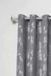 Unknown 16-19mm Bejeweled Extendable Eyelet Metal Curtain Pole Set Chrome 120-210Cm - thumbnail 2