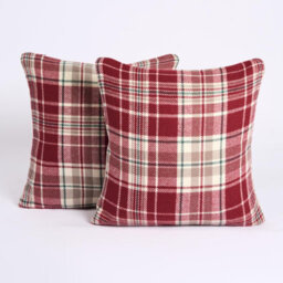 OHS Woven Check Cushion Covers Tartan Pack Of 2 Pillow, 45 X 45Cm - Red - thumbnail 4