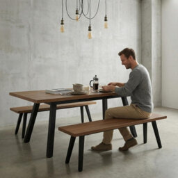 Extendable Dining Table With 2 Benches, 3 Piece Kitchen Dining Set - thumbnail 7