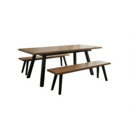 Extendable Dining Table With 2 Benches, 3 Piece Kitchen Dining Set - thumbnail 4
