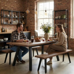 Extendable Dining Table With 2 Benches, 3 Piece Kitchen Dining Set - thumbnail 5