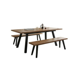 Extendable Dining Table With 2 Benches, 3 Piece Kitchen Dining Set - thumbnail 2