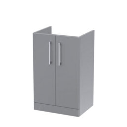 Nuie Hudson Reed Arno Floor Standing Vanity Unit, Durable 2 Soft Close Door Bathroom Sink Vanity Unit With Shelf In  Satin Grey, 500mm - thumbnail 1