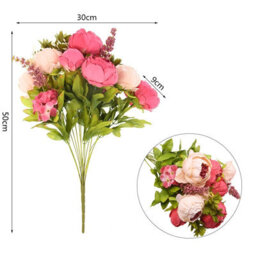 13 Heads Silk Peony Artificial Fake Flowers Wedding Bouquet Home Party Decor New Coffee - thumbnail 2