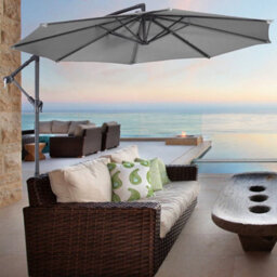 Breeins 3X2.6M Light Grey Outdoor Garden Patio Banana Cantilever Parasol Patio Umbrellas For Beach Backyard And Pool No Base - thumbnail 1