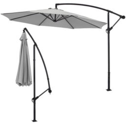 Breeins 3X2.6M Light Grey Outdoor Garden Patio Banana Cantilever Parasol Patio Umbrellas For Beach Backyard And Pool No Base - thumbnail 4