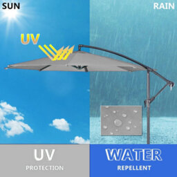 Breeins 3X2.6M Light Grey Outdoor Garden Patio Banana Cantilever Parasol Patio Umbrellas For Beach Backyard And Pool No Base - thumbnail 7