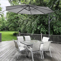 Breeins 3X2.6M Light Grey Outdoor Garden Patio Banana Cantilever Parasol Patio Umbrellas For Beach Backyard And Pool No Base - thumbnail 2