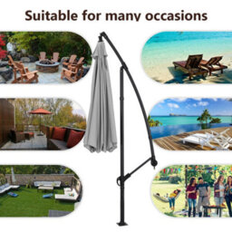 Breeins 3X2.6M Light Grey Outdoor Garden Patio Banana Cantilever Parasol Patio Umbrellas For Beach Backyard And Pool No Base - thumbnail 5