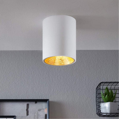 CGC Lighting Cgc Sandra White Cylinder Ceiling Spotlight With Gold Inner Reflector - image 1