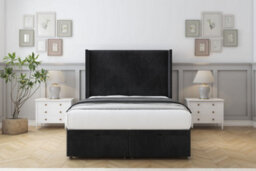 "Sloomy Devonshire Black Naples Ottoman Bed With Mattress With 54"" Wingback Headboard 3' Single" - thumbnail 1