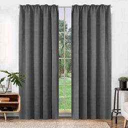 "Deconovo Functional Blackout Curtains Pencil Pleat Thermal Insulated Curtains For Living Room W55""x L82"" Light Grey Two Panels" - thumbnail 3