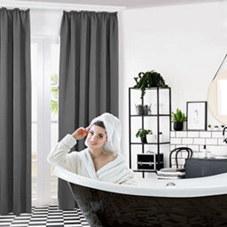 "Deconovo Functional Blackout Curtains Pencil Pleat Thermal Insulated Curtains For Living Room W55""x L82"" Light Grey Two Panels" - thumbnail 6