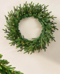 Werchristmas 60 Cm Pre-Lit Douglas Fir Artificial Christmas Wreath, 60 Warm White Leds - thumbnail 1