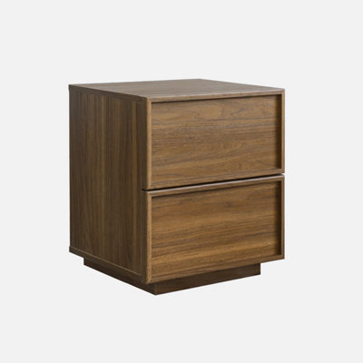 Sweeek - Wood Effect Bedside Table With 2 Walnut Drawers L 42 X D 38 X H 48Cm - Kuba - image 1