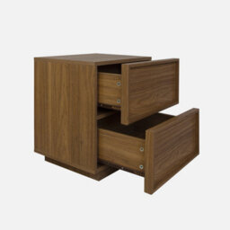 Sweeek - Wood Effect Bedside Table With 2 Walnut Drawers L 42 X D 38 X H 48Cm - Kuba - thumbnail 3