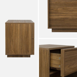Sweeek - Wood Effect Bedside Table With 2 Walnut Drawers L 42 X D 38 X H 48Cm - Kuba - thumbnail 4