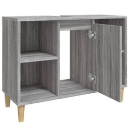 Berkfield Sink Cabinet Grey Sonoma 80X33X60 Cm Engineered Wood - thumbnail 7