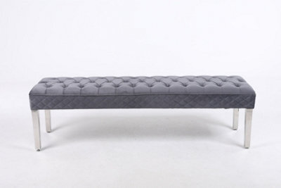 Modernique Precious Velvet Stitched Dining Bench 155 Cm In Grey - image 1