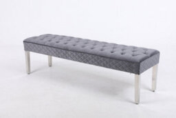 Modernique Precious Velvet Stitched Dining Bench 155 Cm In Grey - thumbnail 4