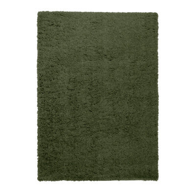 Supersoft Olive Green Plain Medium Rug, (L)170Cm X (W)120Cm - image 1