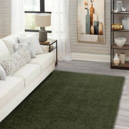 Supersoft Olive Green Plain Medium Rug, (L)170Cm X (W)120Cm - thumbnail 5