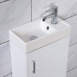 Rinse Bathrooms 400mm Bathroom Vanity Basin Cabinet Unit Soft Closing Door Floor Standing Gloss White - Flat Packed - thumbnail 3