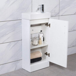 Rinse Bathrooms 400mm Bathroom Vanity Basin Cabinet Unit Soft Closing Door Floor Standing Gloss White - Flat Packed - thumbnail 2