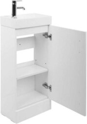 Rinse Bathrooms 400mm Bathroom Vanity Basin Cabinet Unit Soft Closing Door Floor Standing Gloss White - Flat Packed - thumbnail 4