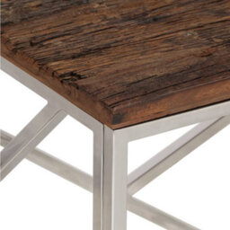 Berkfield Coffee Table Silver Stainless Steel And Solid Sleeper Wood - thumbnail 5