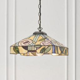 Luminosa Lighting Luminosa Willow 1 Light Medium Ceiling Pendant Dark Bronze, Tiffany Style Glass, E27 - thumbnail 4