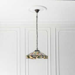 Luminosa Lighting Luminosa Willow 1 Light Medium Ceiling Pendant Dark Bronze, Tiffany Style Glass, E27 - thumbnail 3