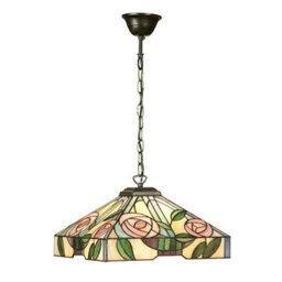 Luminosa Lighting Luminosa Willow 1 Light Medium Ceiling Pendant Dark Bronze, Tiffany Style Glass, E27 - thumbnail 2