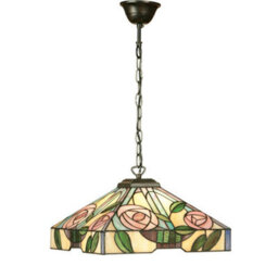 Luminosa Lighting Luminosa Willow 1 Light Medium Ceiling Pendant Dark Bronze, Tiffany Style Glass, E27 - thumbnail 1