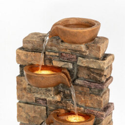 Teamson Home 72.3 Cm Outdoor 4-Tier Stacked Stone Cascading Water Fountain With Led Lights, Brown - thumbnail 8