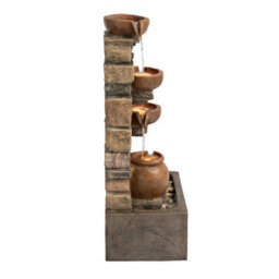 Teamson Home 72.3 Cm Outdoor 4-Tier Stacked Stone Cascading Water Fountain With Led Lights, Brown - thumbnail 3